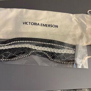 Victoria Emerson Black beaded, Silver and crystal Bracelet